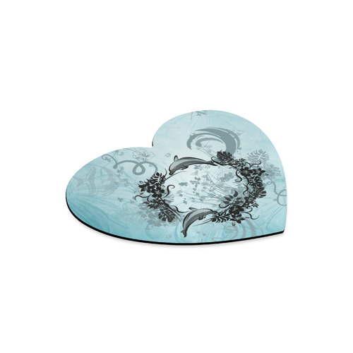 Jumping dolphin with flowers Heart-shaped Mousepad