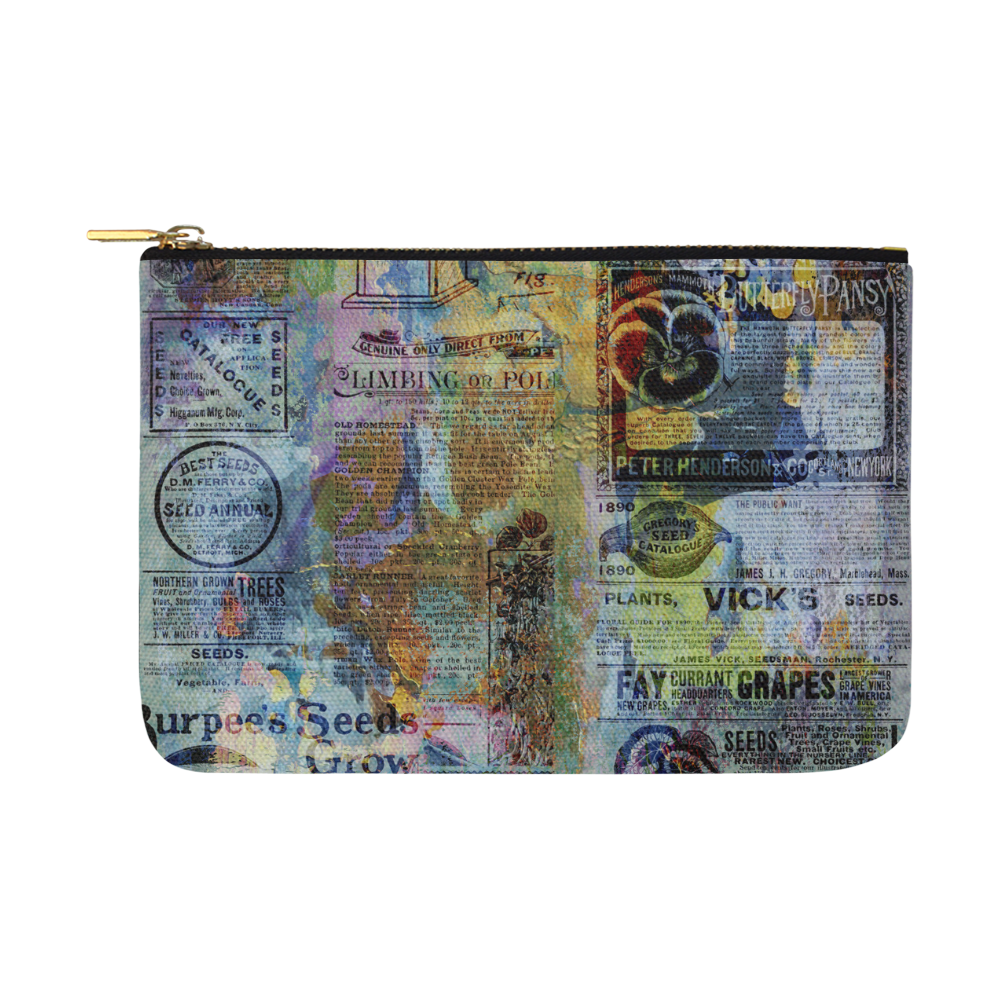 Old Newspaper Colorful Painting Splashes Carry-All Pouch 12.5''x8.5''