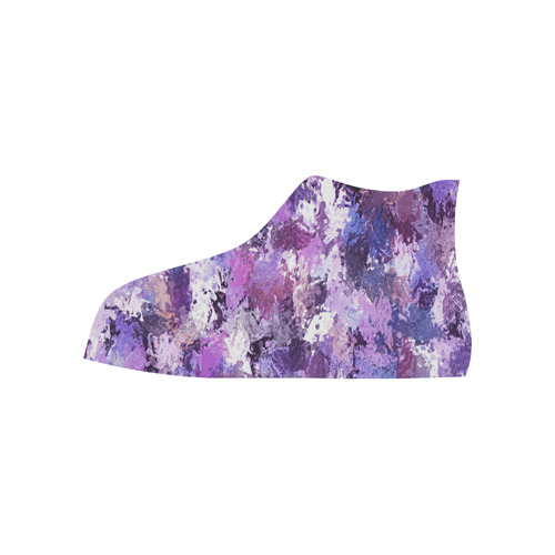 Purple Paint Splatter High Top Canvas Shoes for Kid (Model 017)