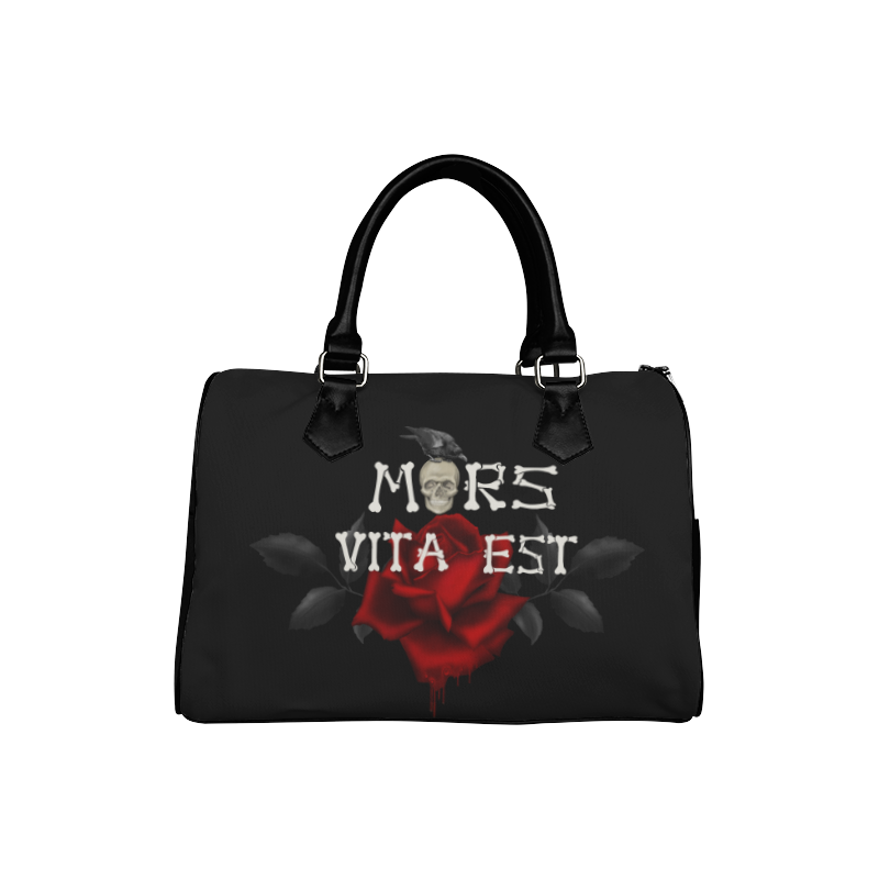 Gothic Skull With Rose and Raven Boston Handbag (Model 1621)