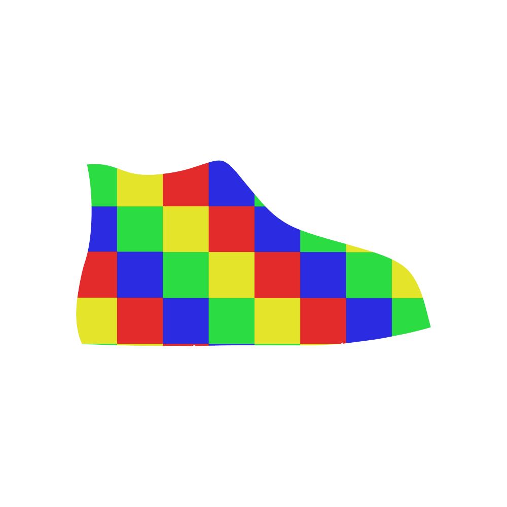 Multicolored Squares 1 High Top Canvas Shoes for Kid (Model 017)