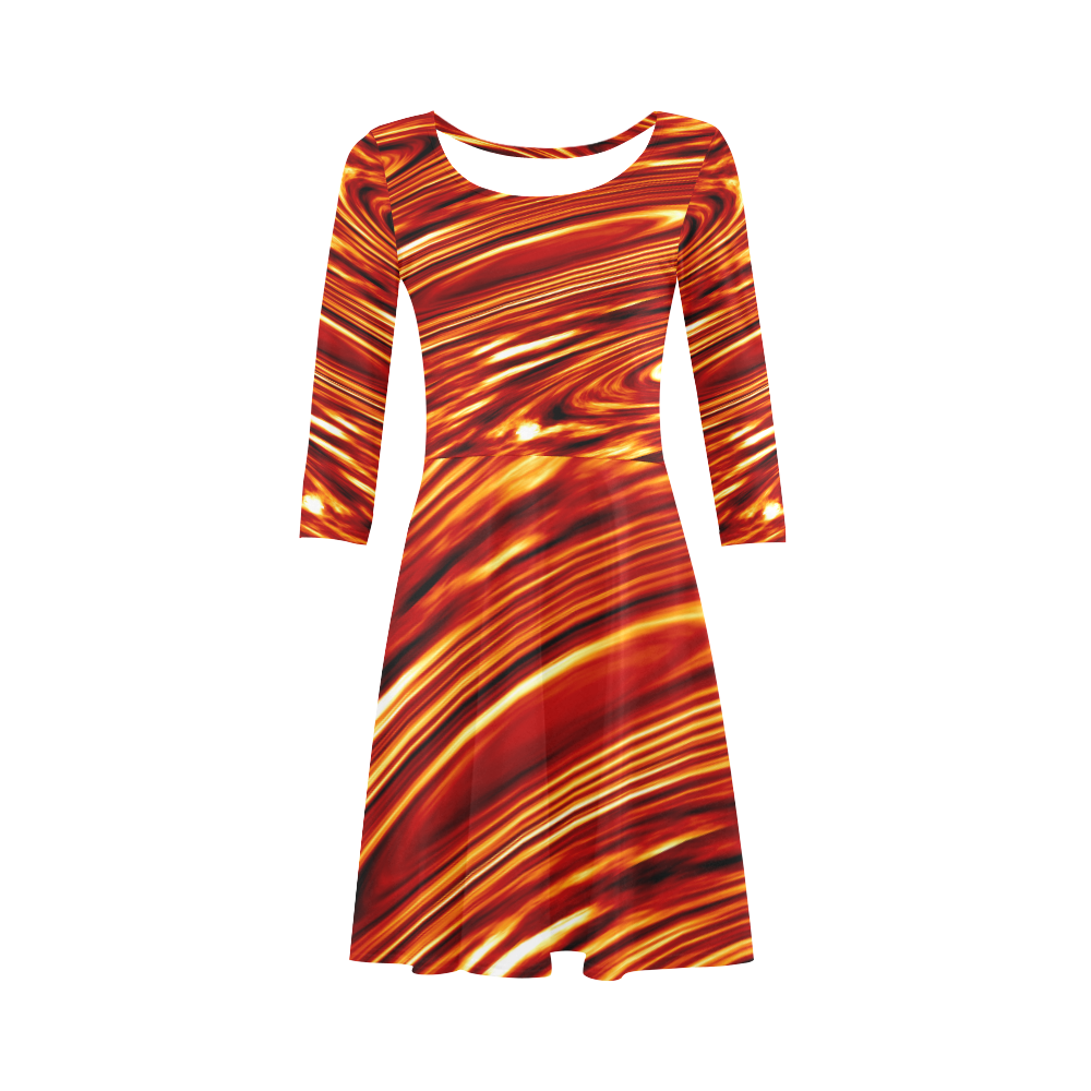 Jupiter Pattern Long Sleeve Dress 3/4 Sleeve Sundress (D23)