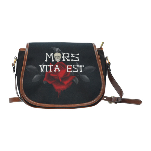 Gothic Skull With Rose and Raven Saddle Bag/Small (Model 1649)(Flap Customization)