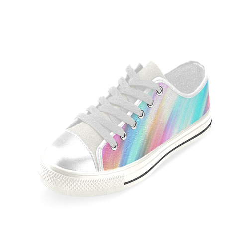 Rainbow Stripe Abstract Low Top Canvas Shoes for Kid (Model 018)