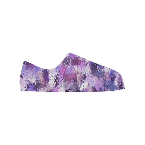 Purple Paint Splatter Low Top Canvas Shoes for Kid (Model 018)