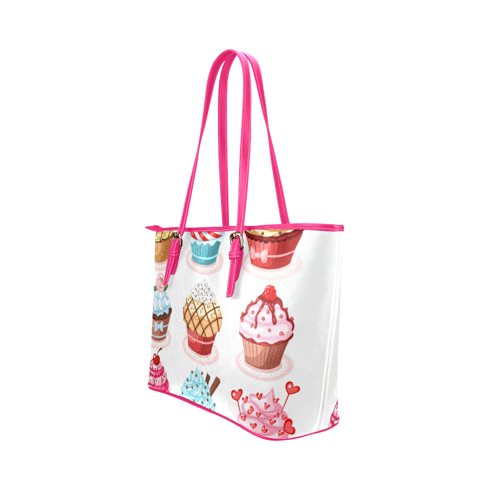 8_Cupcakes1-01 Leather Tote Bag/Large (Model 1651)