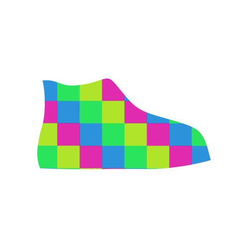Multicolored Squares 6 High Top Canvas Shoes for Kid (Model 017)