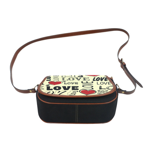 Love text design Saddle Bag/Small (Model 1649)(Flap Customization)
