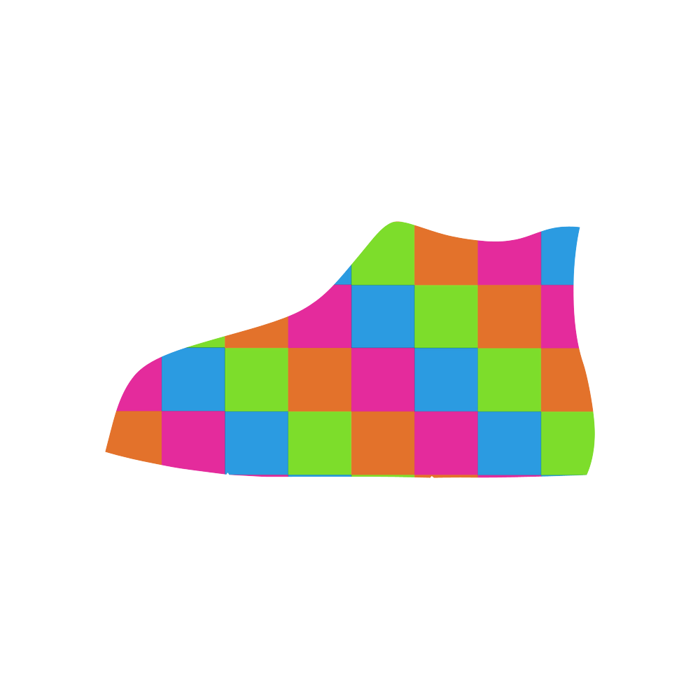 Multicolored Squares 2 High Top Canvas Shoes for Kid (Model 017)