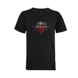Gothic Skull With Rose and Raven Men's V-Neck T-shirt (USA Size) (Model T10)