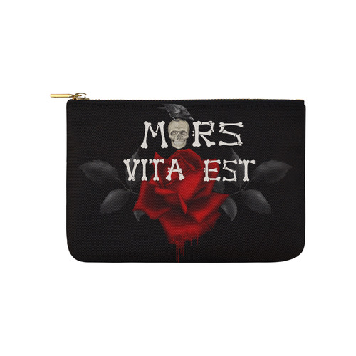 Gothic Skull With Rose and Raven Carry-All Pouch 9.5''x6''