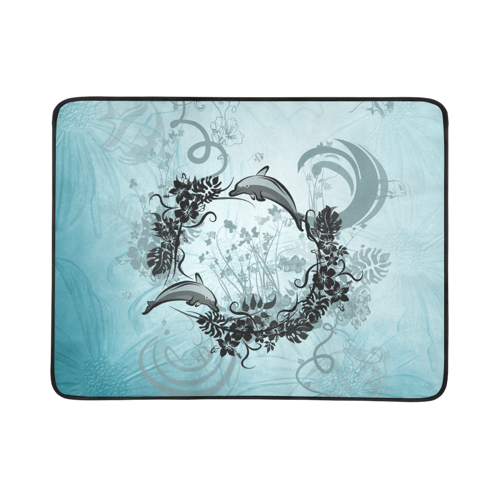 Jumping dolphin with flowers Beach Mat 78"x 60"