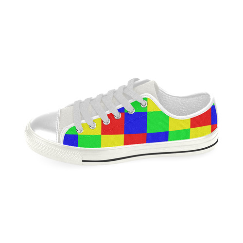 Multicolored Squares 1 Low Top Canvas Shoes for Kid (Model 018)