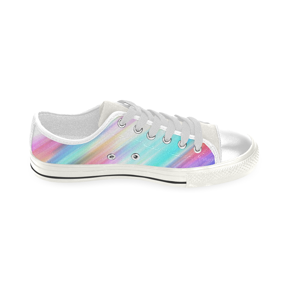 Rainbow Stripe Abstract Low Top Canvas Shoes for Kid (Model 018)