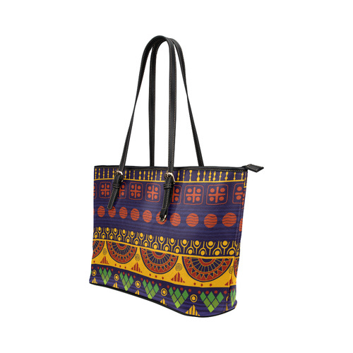 African Tribal Pattern Leather Tote Bag/Small (Model 1651)