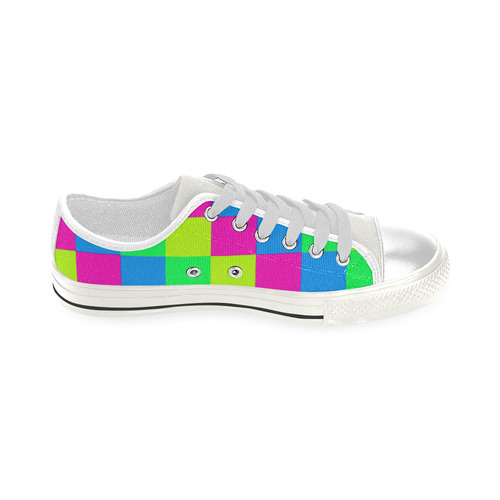 Multicolored Squares 6 Low Top Canvas Shoes for Kid (Model 018)