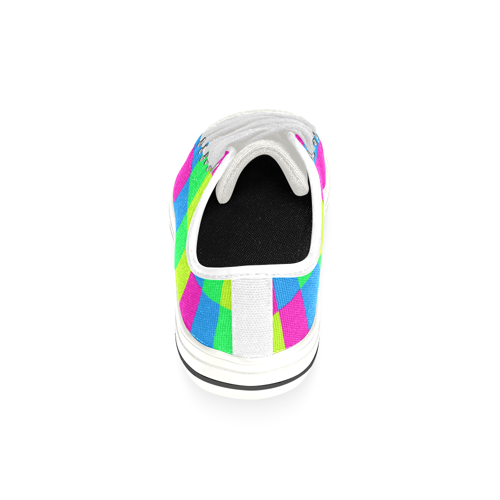 Multicolored Squares 6 Low Top Canvas Shoes for Kid (Model 018)