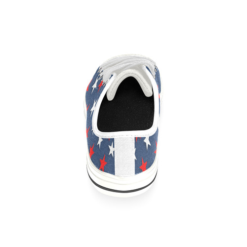 Navy Red White Stars Low Top Canvas Shoes for Kid (Model 018)