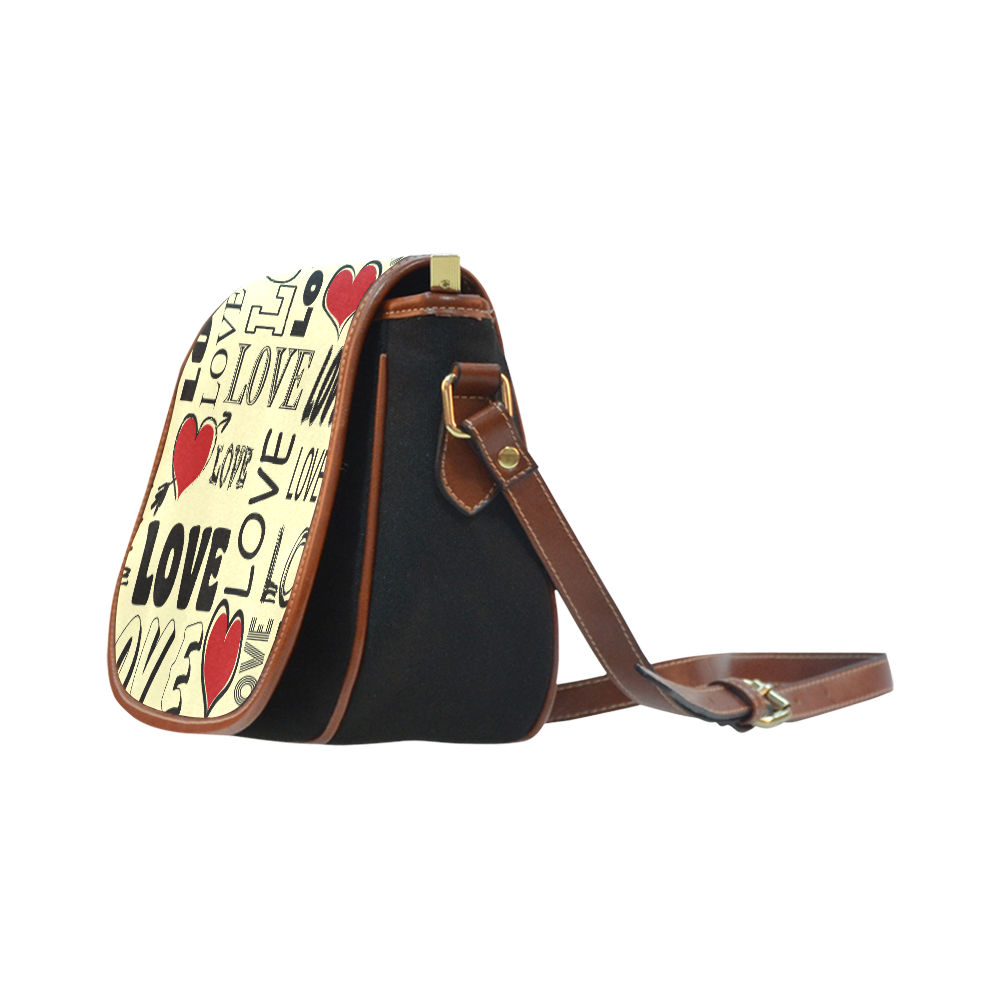 Love text design Saddle Bag/Small (Model 1649)(Flap Customization)