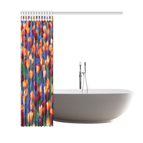 Colorful Tulips and Purple Hyacinth Shower Curtain 69"x72"