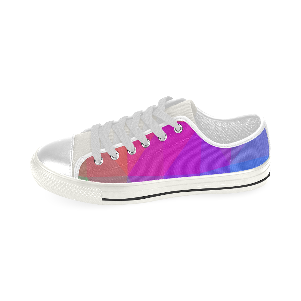 Triangle Rainbow Abstract Low Top Canvas Shoes for Kid (Model 018)