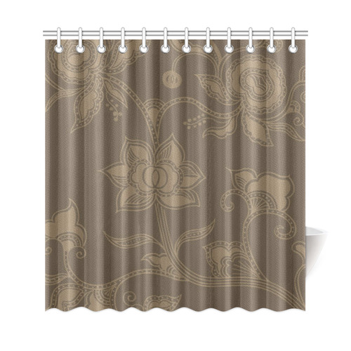 Vintage Floral Brown Shower Curtain 69"x72"