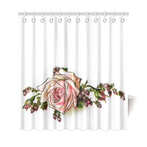 Vintage Rose Floral Shower Curtain 69"x72"