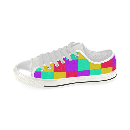 Multicolored Squares 3 Low Top Canvas Shoes for Kid (Model 018)