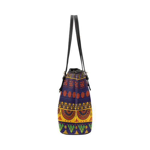 African Tribal Pattern Leather Tote Bag/Large (Model 1651)