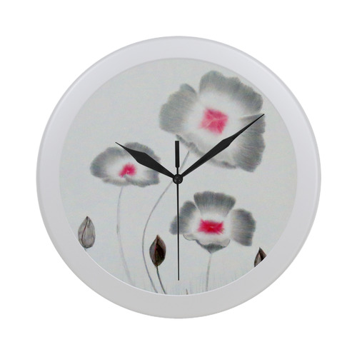 Black flowers Circular Plastic Wall clock