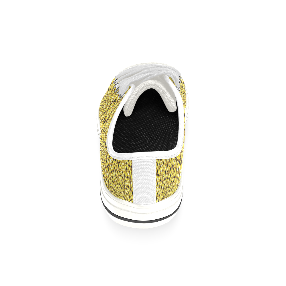 Golden Metallics Lights Kaleidoscope Mandala 1 Low Top Canvas Shoes for Kid (Model 018)