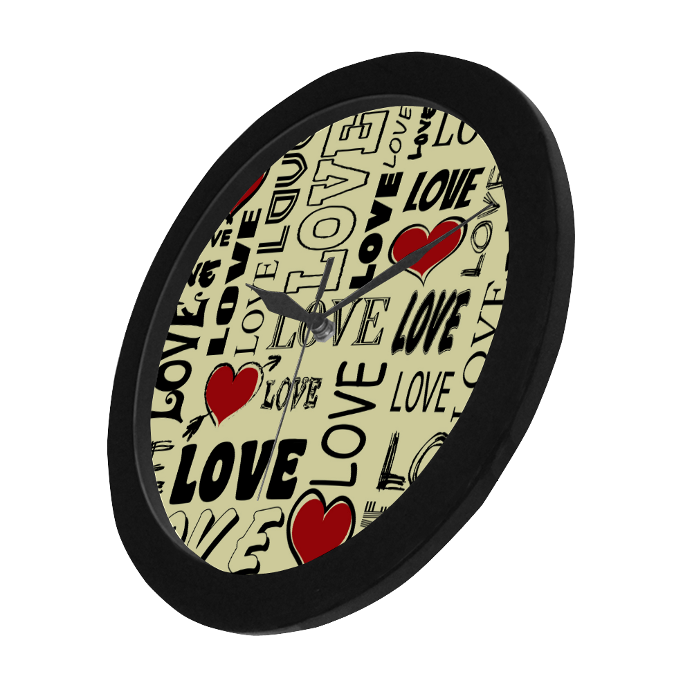 Love text design Circular Plastic Wall clock