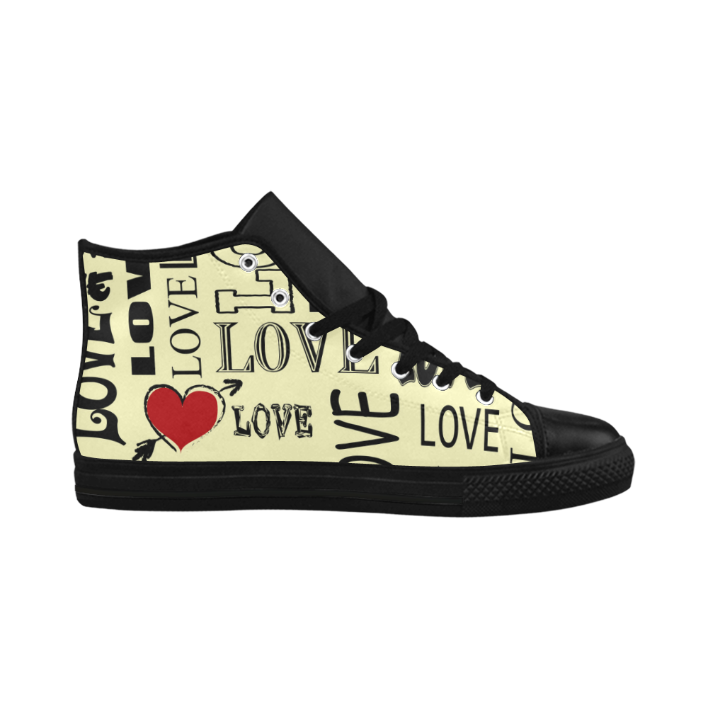 Love text design Aquila High Top Microfiber Leather Women's Shoes/Large Size (Model 032)