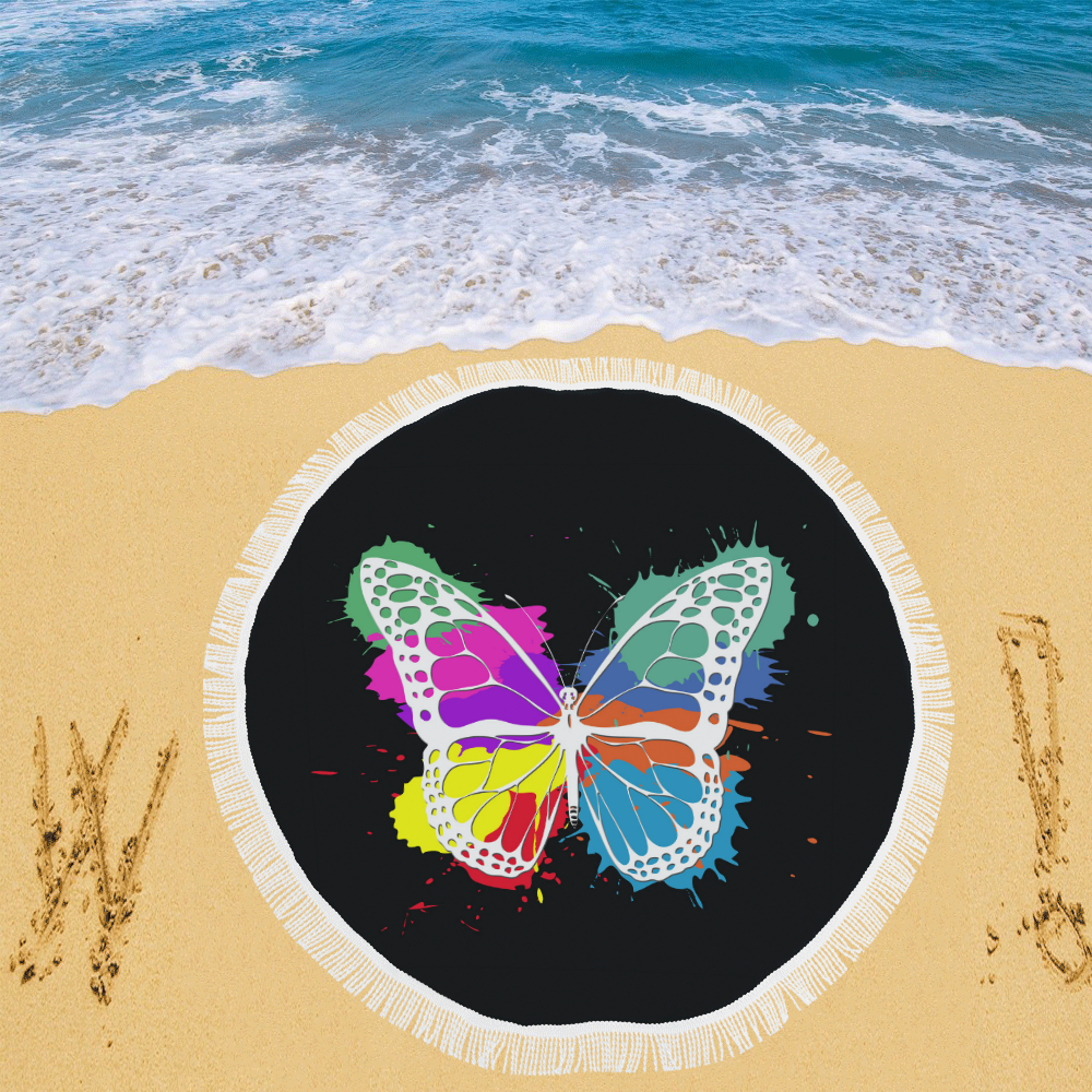 Grunge butterfly Circular Beach Shawl 59"x 59"