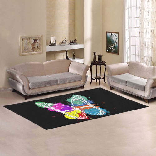 Grunge butterfly Area Rug 7'x3'3''