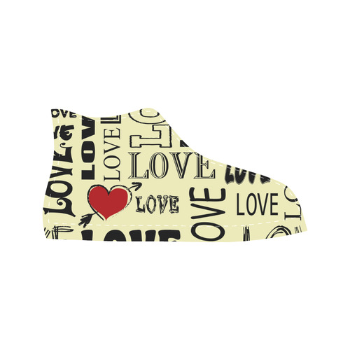 Love text design Aquila High Top Microfiber Leather Women's Shoes/Large Size (Model 032)