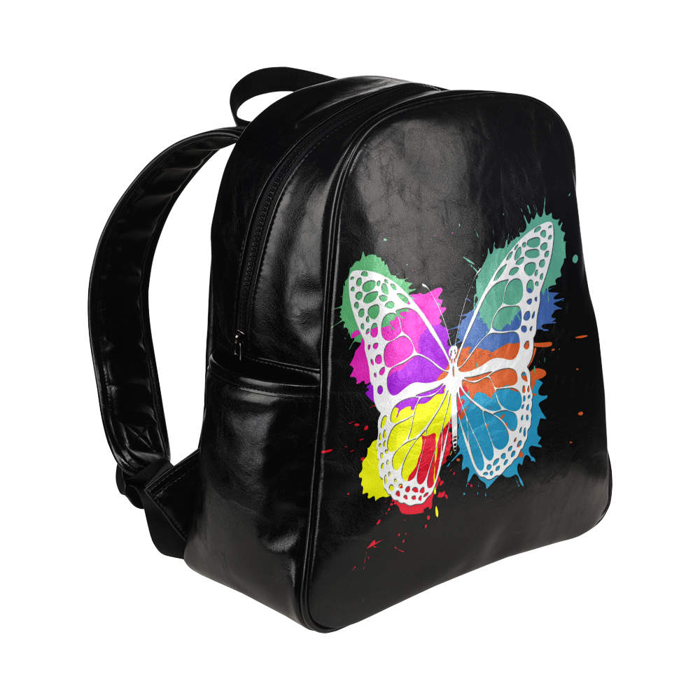 Grunge butterfly Multi-Pockets Backpack (Model 1636)