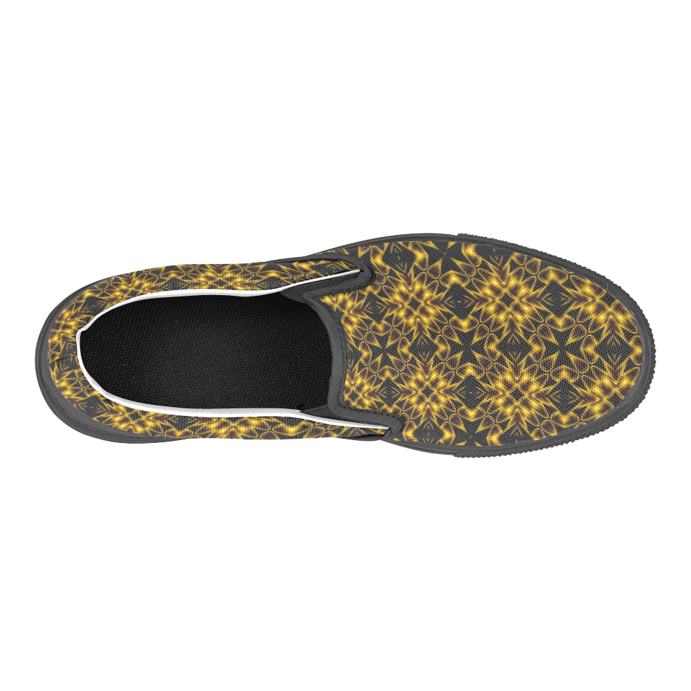 Golden Metallics Lights Kaleidoscope Mandala 2 Slip-on Canvas Shoes for Kid (Model 019)