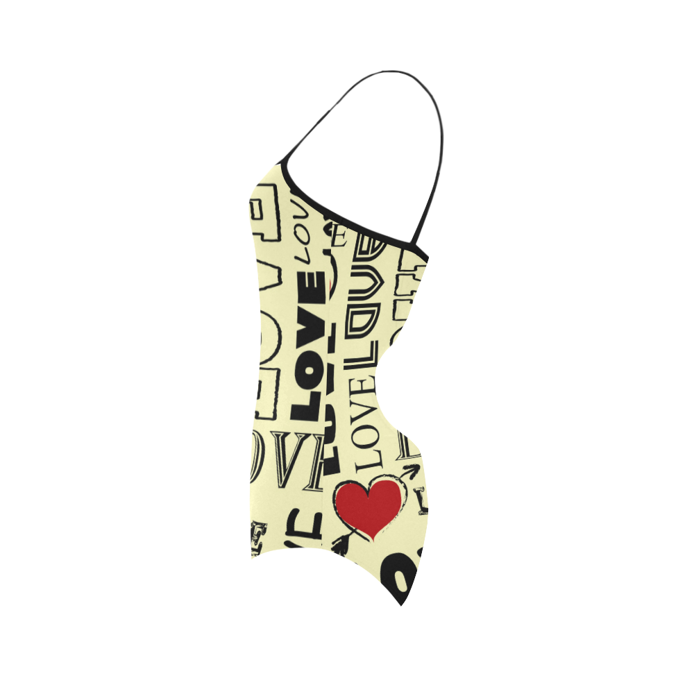 Love text design Strap Swimsuit ( Model S05)