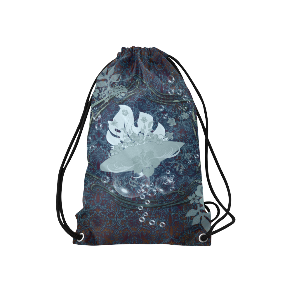 Sport surfboard and flowers Small Drawstring Bag Model 1604 (Twin Sides) 11"(W) * 17.7"(H)