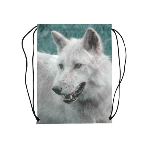 wolf 05 by JamColors Medium Drawstring Bag Model 1604 (Twin Sides) 13.8"(W) * 18.1"(H)