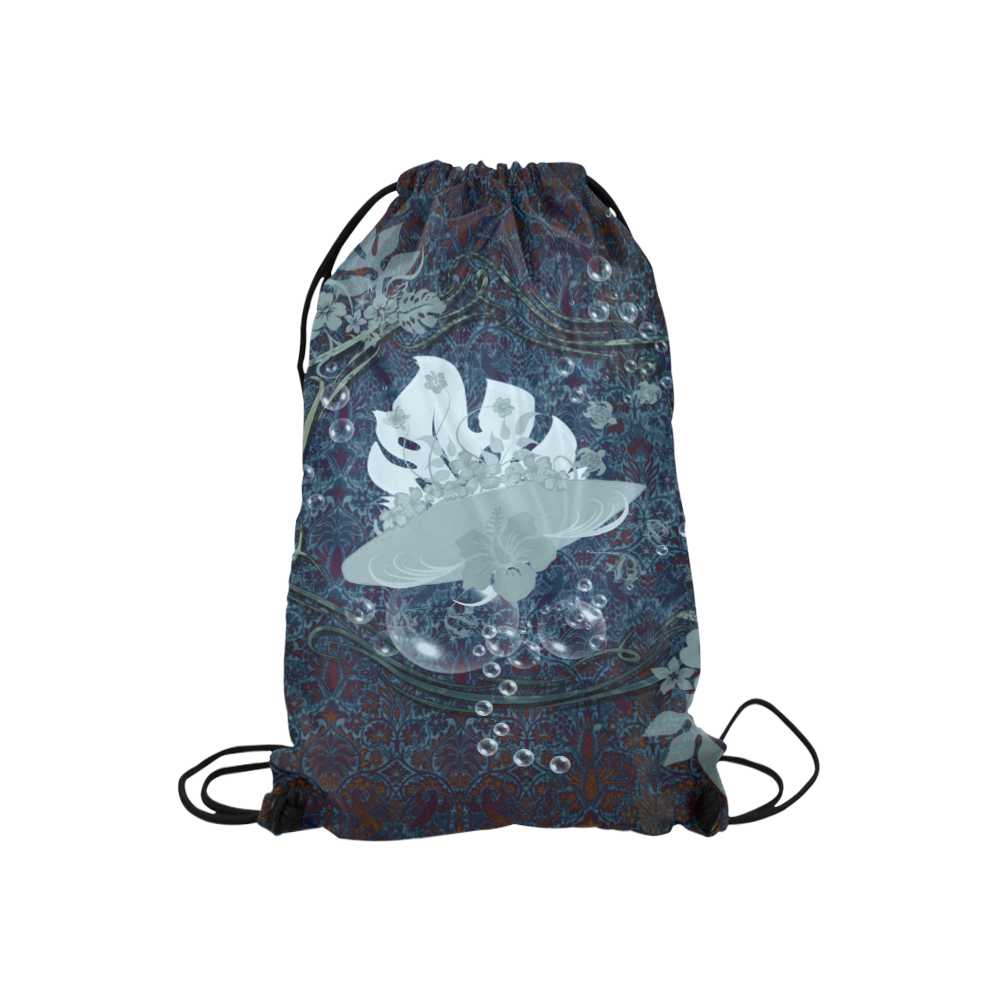 Sport surfboard and flowers Small Drawstring Bag Model 1604 (Twin Sides) 11"(W) * 17.7"(H)