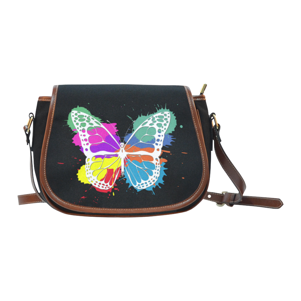 Grunge butterfly Saddle Bag/Small (Model 1649)(Flap Customization)