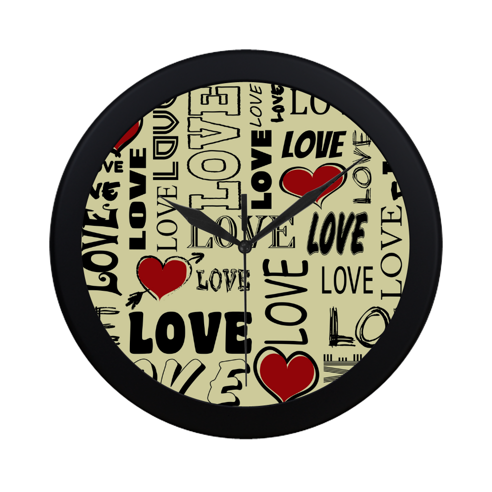 Love text design Circular Plastic Wall clock