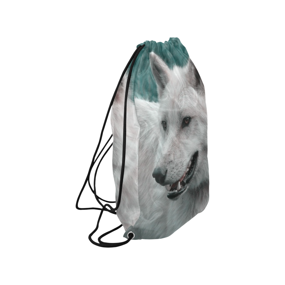 wolf 05 by JamColors Small Drawstring Bag Model 1604 (Twin Sides) 11"(W) * 17.7"(H)