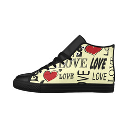 Love text design Aquila High Top Microfiber Leather Women's Shoes/Large Size (Model 032)