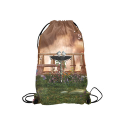 Cute birds in the sunset Small Drawstring Bag Model 1604 (Twin Sides) 11"(W) * 17.7"(H)
