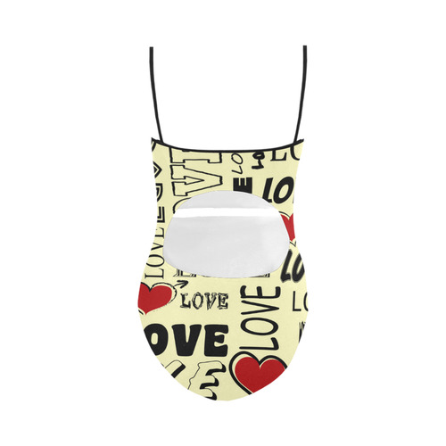 Love text design Strap Swimsuit ( Model S05)