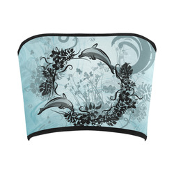 Jumping dolphin with flowers Bandeau Top