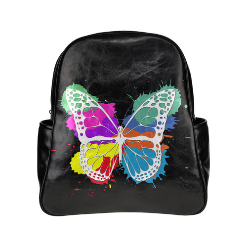 Grunge butterfly Multi-Pockets Backpack (Model 1636)